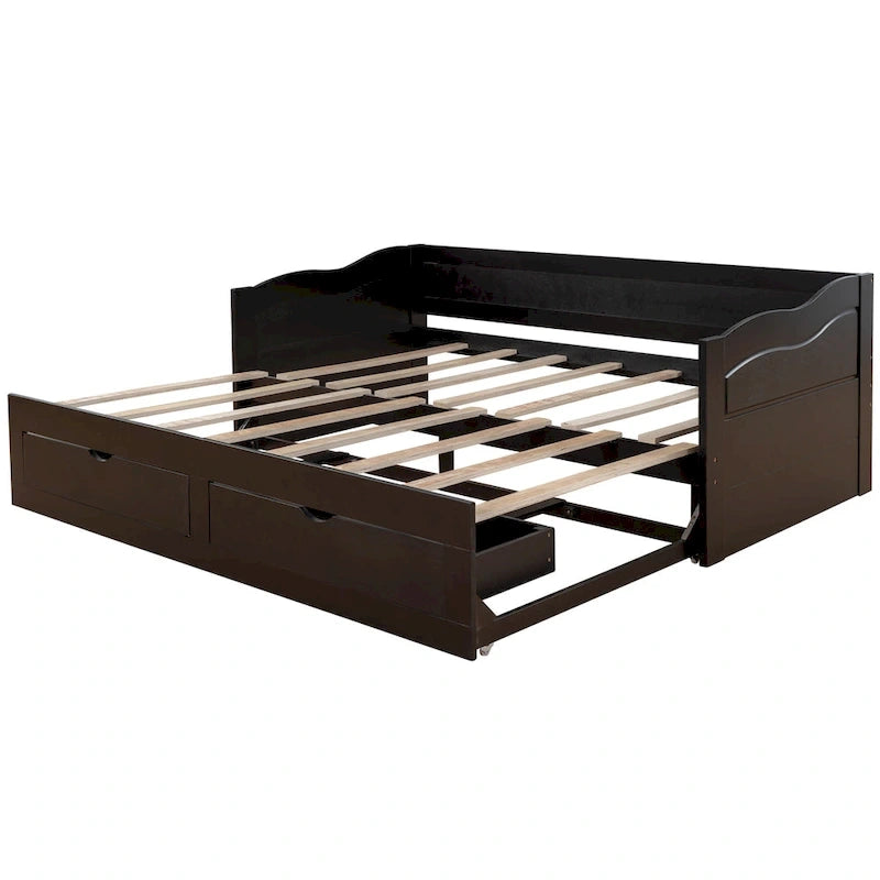 Wooden Daybed with Trundle Bed