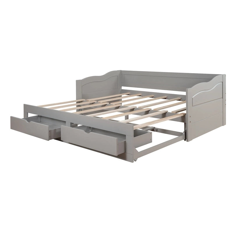 Wooden Daybed with Trundle Bed