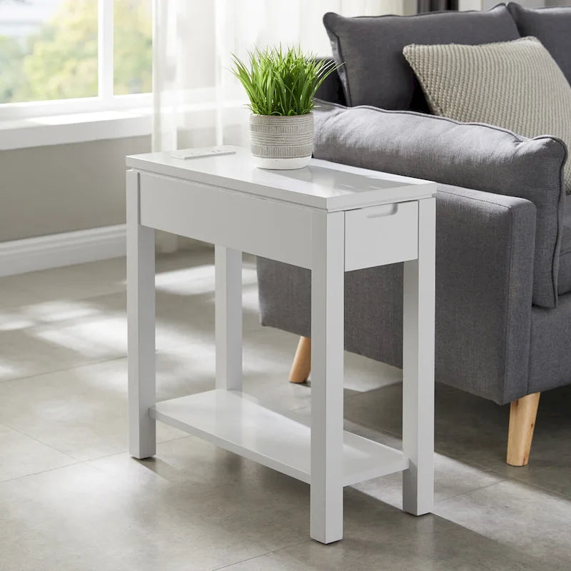 Leick Home Charging Cade Wood Side Table with Drawer
