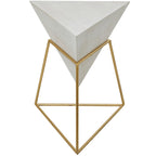 Wood Geometric Inverted Pyramid Accent Table with Metal Stand - Black or White - Roche River Decor