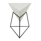 Wood Geometric Inverted Pyramid Accent Table with Metal Stand - Black or White - Roche River Decor