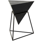 Wood Geometric Inverted Pyramid Accent Table with Metal Stand - Black or White - Roche River Decor