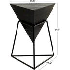 Wood Geometric Inverted Pyramid Accent Table with Metal Stand - Black or White - Roche River Decor