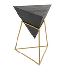 Wood Geometric Inverted Pyramid Accent Table with Metal Stand - Black or White - Roche River Decor