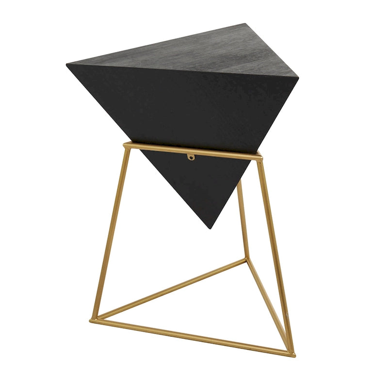 Wood Geometric Inverted Pyramid Accent Table with Metal Stand - Black or White - Roche River Decor