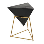Wood Geometric Inverted Pyramid Accent Table with Metal Stand - Black or White - Roche River Decor