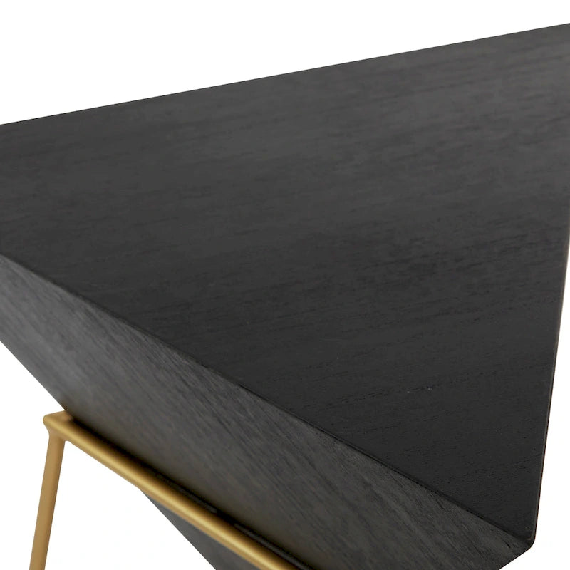 Wood Geometric Inverted Pyramid Accent Table with Metal Stand - Black or White - Roche River Decor