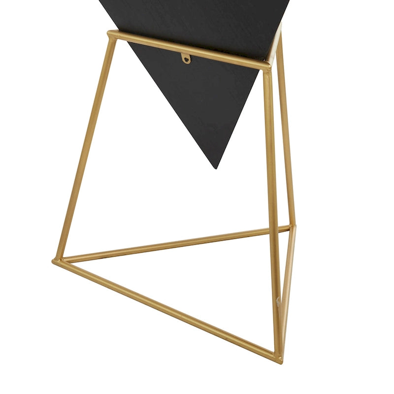 Wood Geometric Inverted Pyramid Accent Table with Metal Stand - Black or White - Roche River Decor