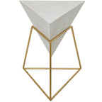 Wood Geometric Inverted Pyramid Accent Table with Metal Stand - Black or White - Roche River Decor