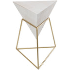 Wood Geometric Inverted Pyramid Accent Table with Metal Stand - Black or White - Roche River Decor