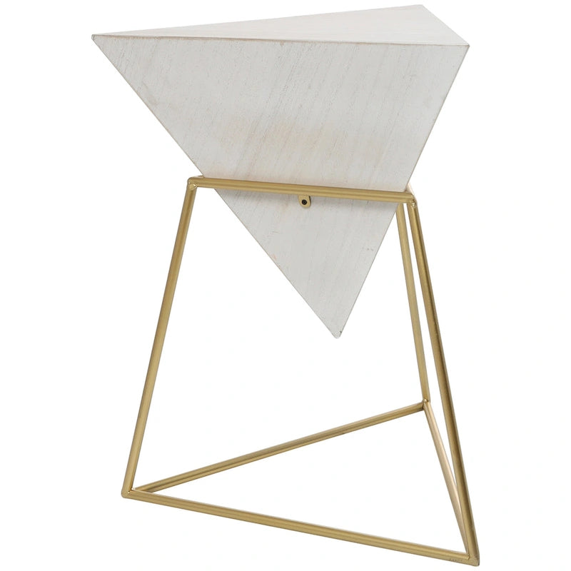 Wood Geometric Inverted Pyramid Accent Table with Metal Stand - Black or White - Roche River Decor