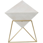 Wood Geometric Inverted Pyramid Accent Table with Metal Stand - Black or White - Roche River Decor
