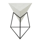 Wood Geometric Inverted Pyramid Accent Table with Metal Stand - Black or White - Roche River Decor