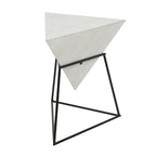 Wood Geometric Inverted Pyramid Accent Table with Metal Stand - Black or White - Roche River Decor