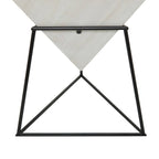 Wood Geometric Inverted Pyramid Accent Table with Metal Stand - Black or White - Roche River Decor