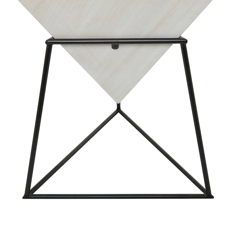 Wood Geometric Inverted Pyramid Accent Table with Metal Stand - Black or White - Roche River Decor