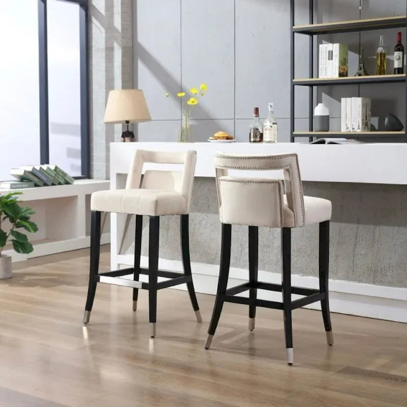 Suede Velvet Barstool with nailheads Dining Room Chair