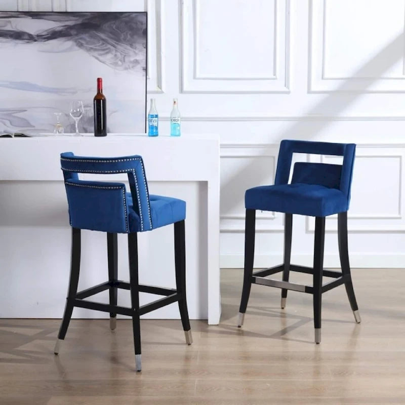 Suede Velvet Barstool with nailheads Dining Room Chair