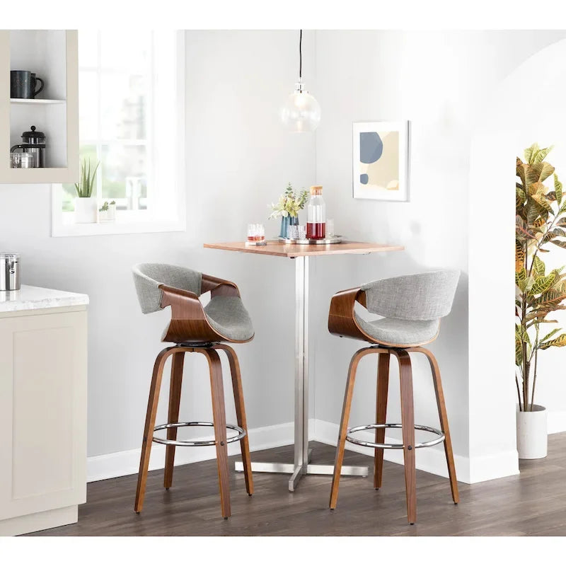 Carson Carrington Sauda 30 Fixed-Height Bar Stool with Bent Wood Legs and Round Footrest (Set of 2)