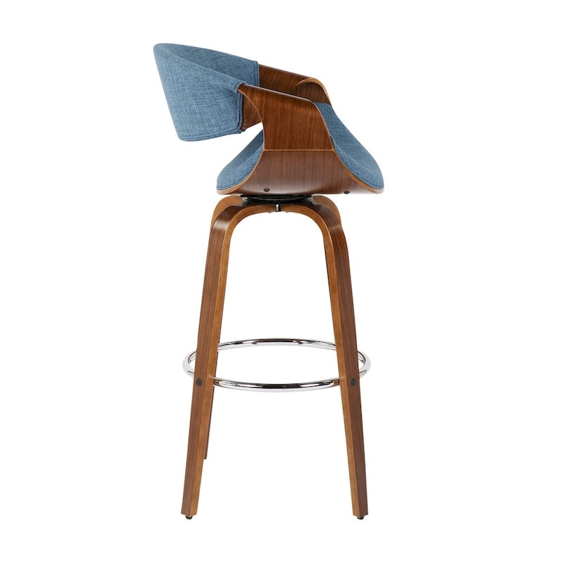 Carson Carrington Sauda 30 Fixed-Height Bar Stool with Bent Wood Legs and Round Footrest (Set of 2)