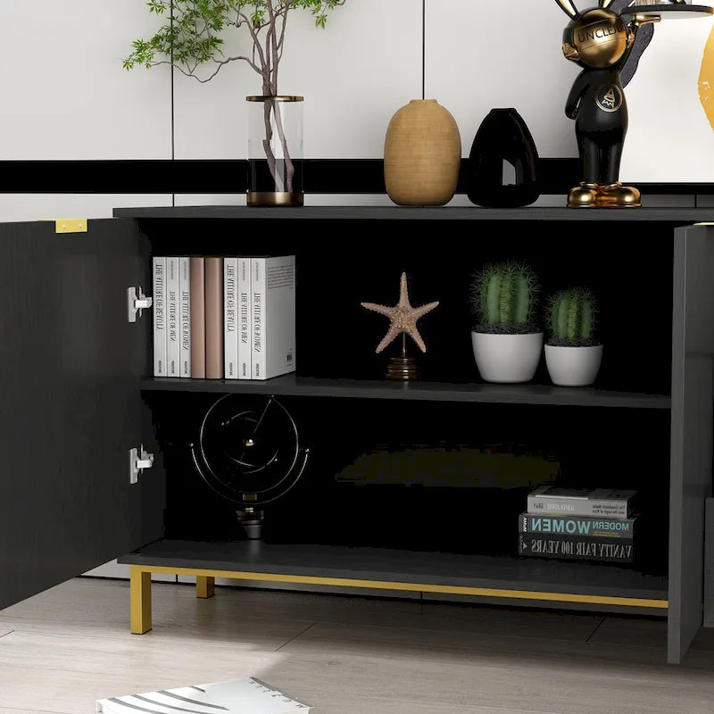 Timechee Mid-century Modern Dresser with Gold Legs