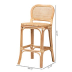 Adrena Modern Bohemian Natural Brown Rattan Stool