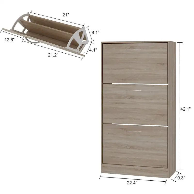 Modern Shoe Storage Cabinet for Entryway, 2 Tier Floor Shoes Cabinet
