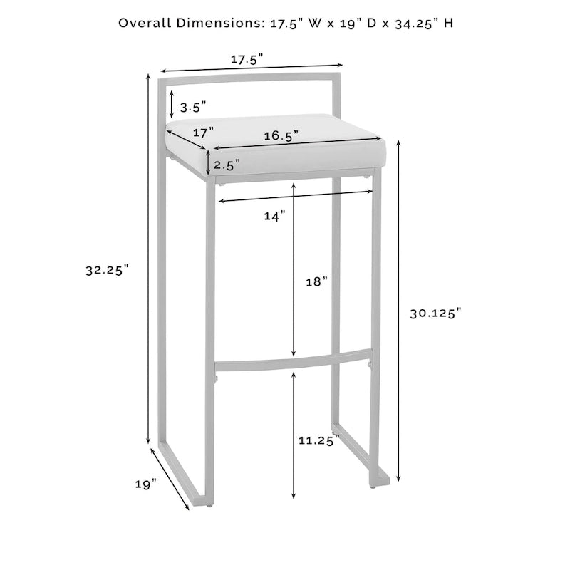 Crosley Harlowe 2Pc Counter Stool Set - 18.75d x 17.5W x 28h