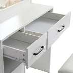 Vanity Table with Lighted Mirror and 3 Drawers and Storage Cabinet