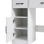Vanity Table with Lighted Mirror and 3 Drawers and Storage Cabinet