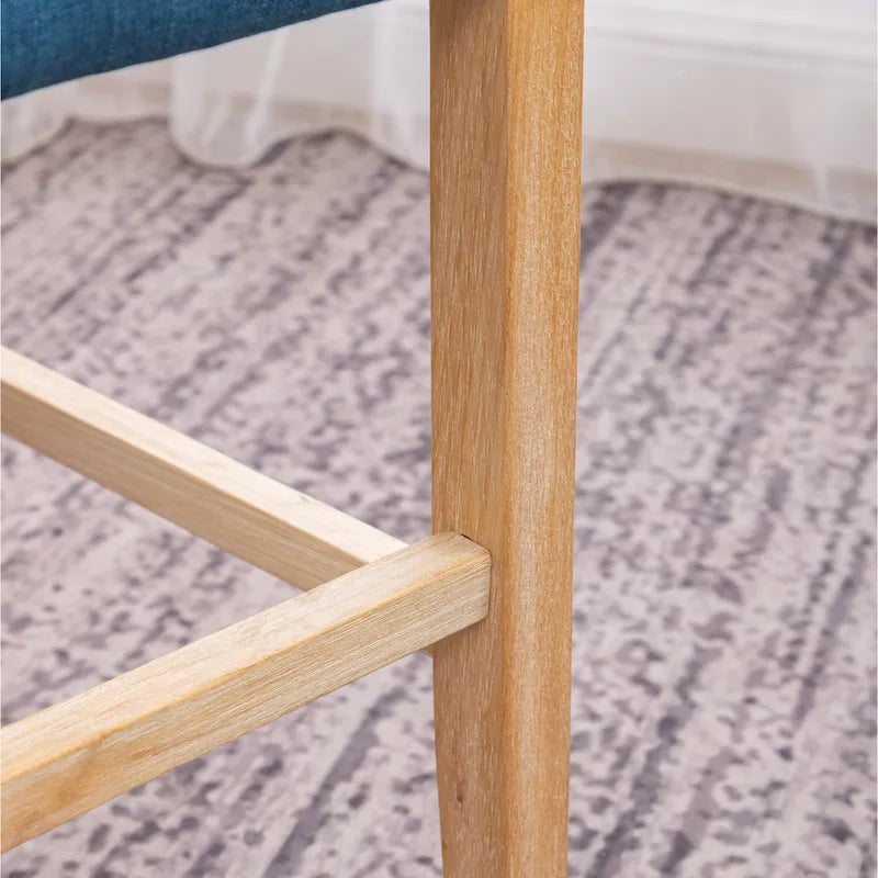 Roundhill Furniture Siena Counter Height Button Tufted Back Solid Wood Stools, Set of 2