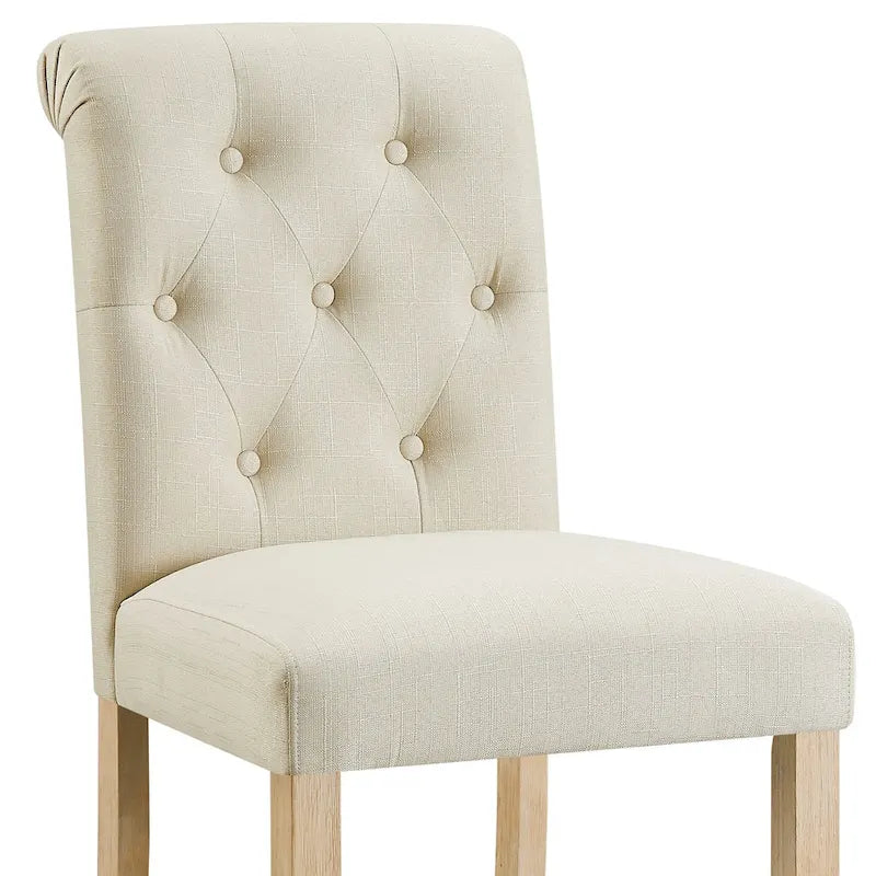 Roundhill Furniture Siena Counter Height Button Tufted Back Solid Wood Stools, Set of 2