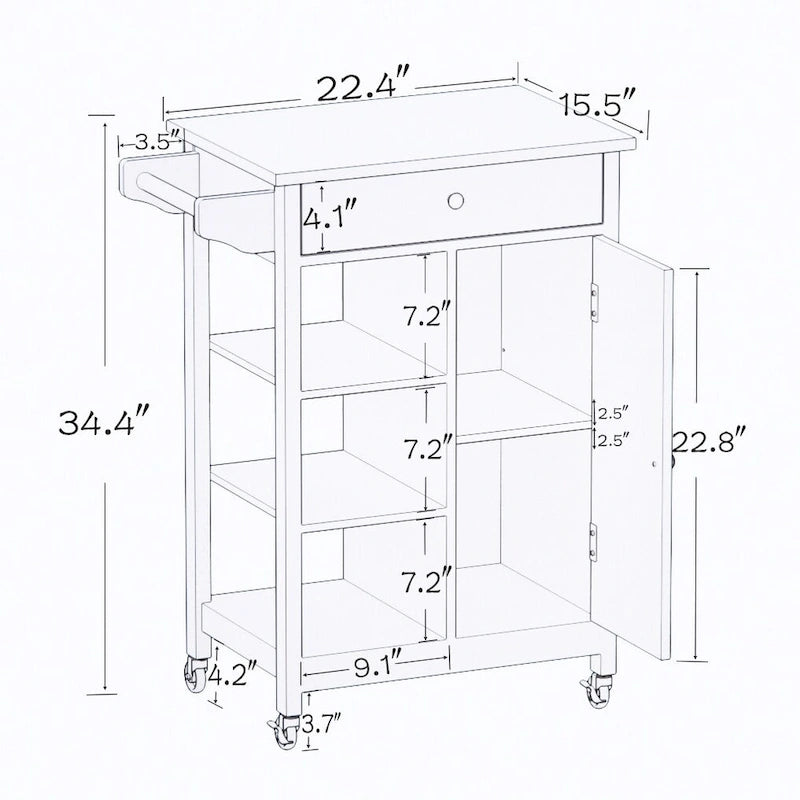 MM Kitchen island rolling trolley cart
