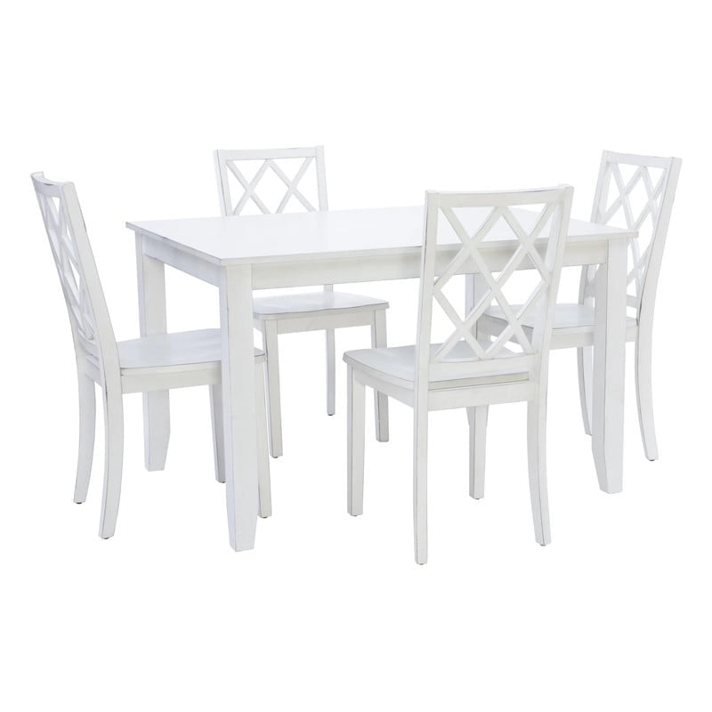 Harrow 5-piece White Farmhouse Dining Set