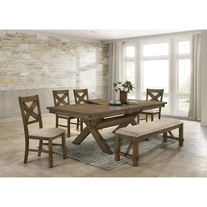 Wooden and Fabric Dining Chairs (Set of 2)