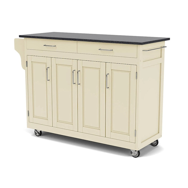 Create-a-Cart White Kitchen Cart with Black Granite Top