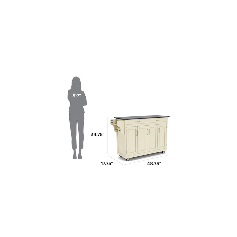 Create-a-Cart White Kitchen Cart with Black Granite Top