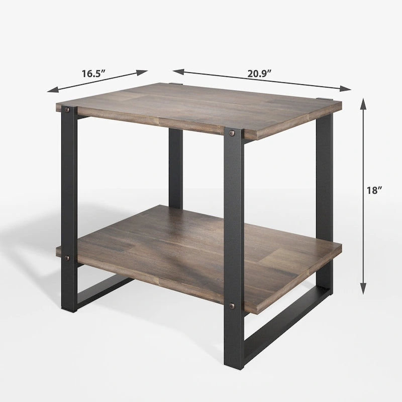 Priage by ZINUS 21 Brown Solid Wood Side Table