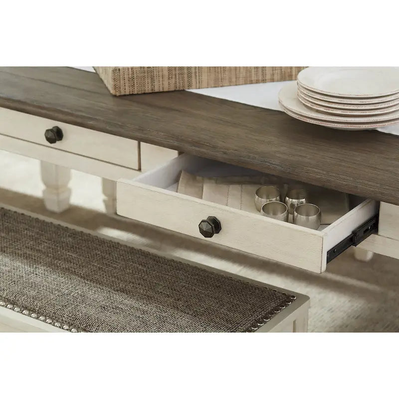 Signature Design by Ashley Bolanburg Antique White / Brown 7-Piece Dining Package