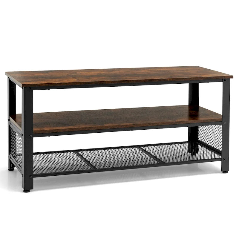 Wood TV Stand up to 50 Inches Entertainment Center w Storage Shelves