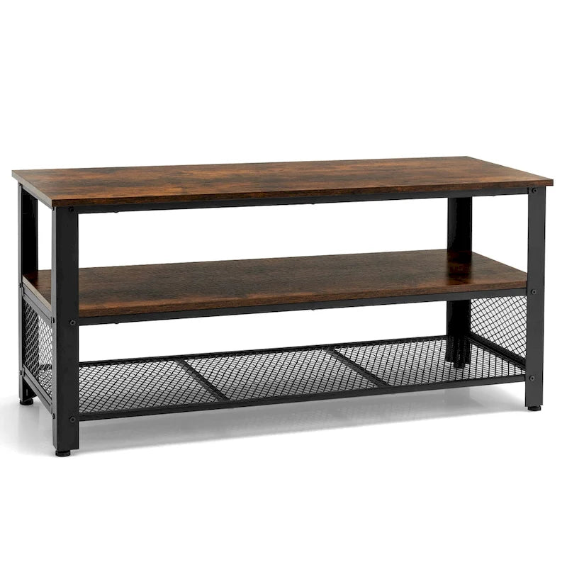 Wood TV Stand up to 50 Inches Entertainment Center w Storage Shelves