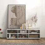 6-Cubby Media Console Entertainment Center with Adjustable Shelves