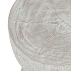 Round Solid Teak Wood Whitewash Pedestal Accent Table by East at Main