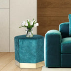 Adeco Vanity Stool Hexagon Ottoman Upholstered Footrest Footstool