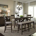 Double Bridge Dark Chestnut 6 Piece Gathering Table Set