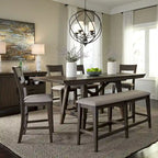 Double Bridge Dark Chestnut 6 Piece Gathering Table Set