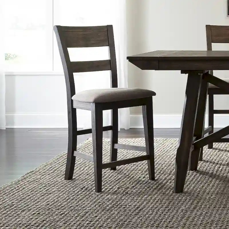 Double Bridge Dark Chestnut 6 Piece Gathering Table Set