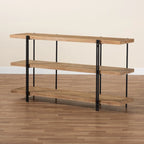Tarah Brown Finished Wood and Black Finished Metal Console Table