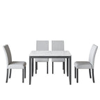 Corvus Fowey 5-piece Dining Set, Marble Sticker MDF Table and 4 Upholstered Chairs