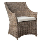 Distressed Brown Woven Rattan Wingback Armchair (Fully Assembled)